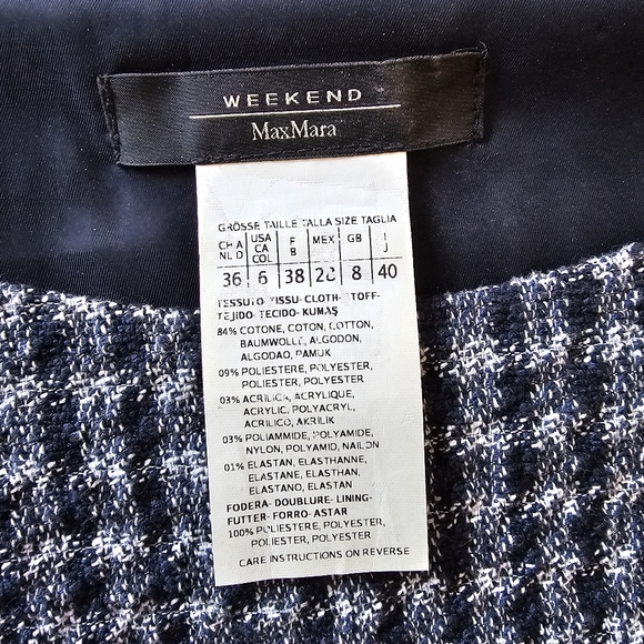 MAXMARA WEEKEND Gingham Tweed Plaid Checked Fringe Hem Shift Dress Sleeveless 6 - Picture 9 of 12